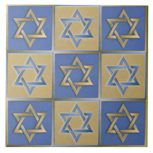 Guld Blue Star of David Art Panels Kakelplatta