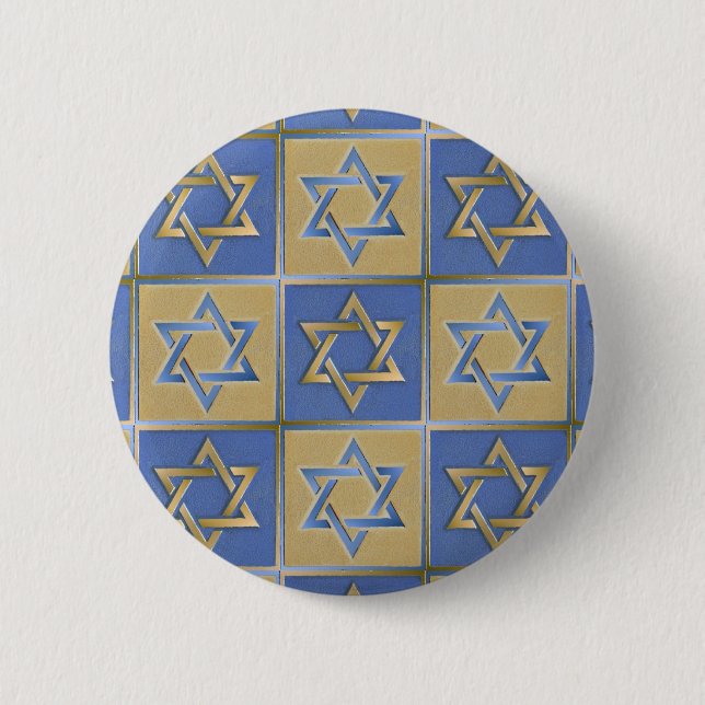Guld Blue Star of David Art Panels Knapp (Framsida)
