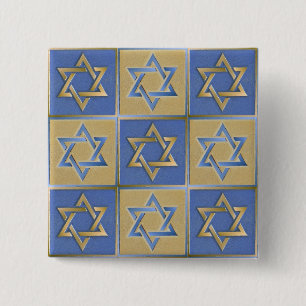 Guld Blue Star of David Art Panels Knapp