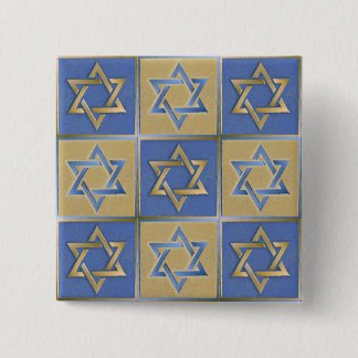 Guld Blue Star of David Art Panels Knapp