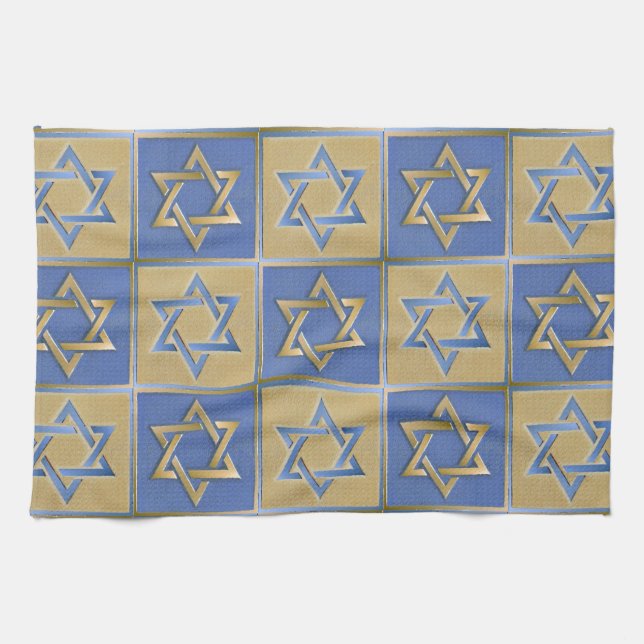 Guld Blue Star of David Art Panels Kökshandduk (Horisontell)