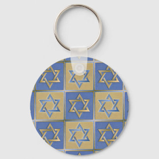 Guld Blue Star of David Art Panels Nyckelring