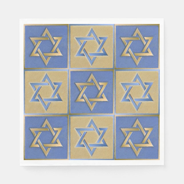 Guld Blue Star of David Art Panels Pappersservett (Framsidan)