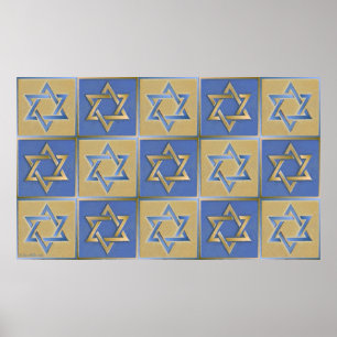 Guld Blue Star of David Art Panels Poster
