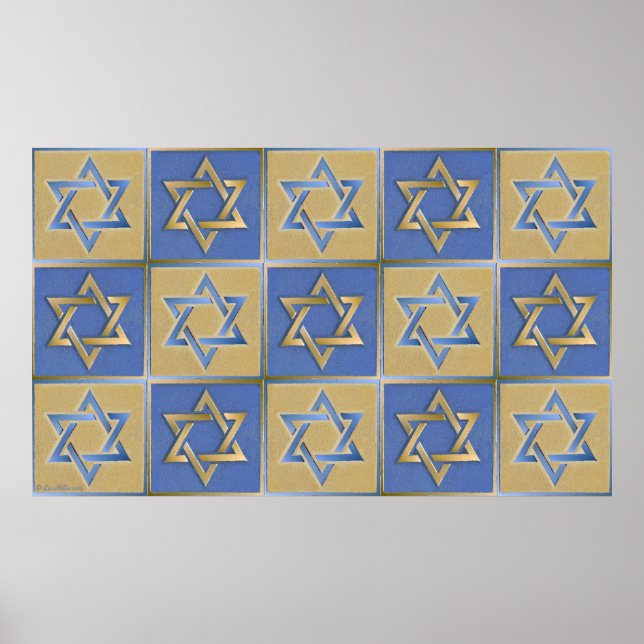 Guld Blue Star of David Art Panels Poster (Framsidan)