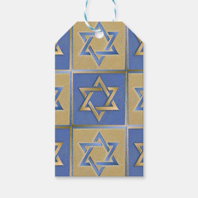 Guld Blue Star of David Art Panels Presentetikett (Framsidan)