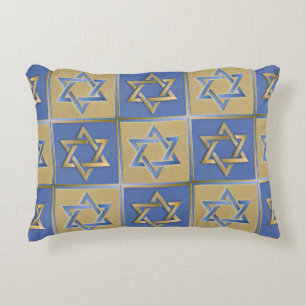 Guld Blue Star of David Art Panels Prydnadskudde