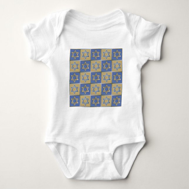 Guld Blue Star of David Art Panels T-shirt (Framsida)
