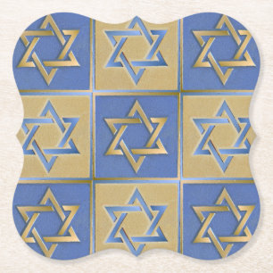 Guld Blue Star of David Art Panels Underlägg Papper