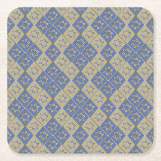 Guld Blue Star of David Art Panels Underlägg Papper Kvadrat