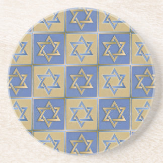 Guld Blue Star of David Art Panels Underlägg Sandsten