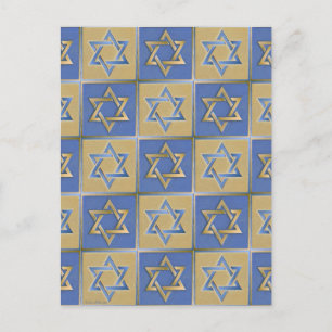 Guld Blue Star of David Art Panels Vykort