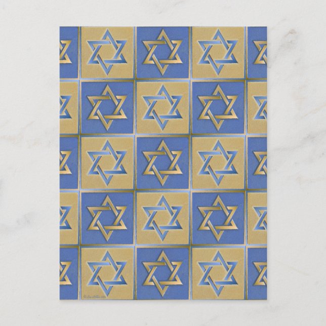 Guld Blue Star of David Art Panels Vykort (Framsida)