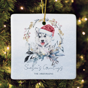 Guld Blue Wandan Siberian husky Hund Valp jul jul Julgransprydnad Keramik