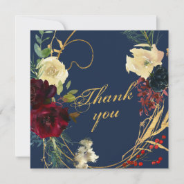 Guld Blue Watercolor Blommigt Ro Watercolor Waterc Tack Kort