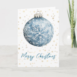 Guld Blue White jul Snöflingor Ornament Kort