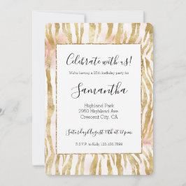 Guld Blush Rosa Zebrartryck Inbjudningar