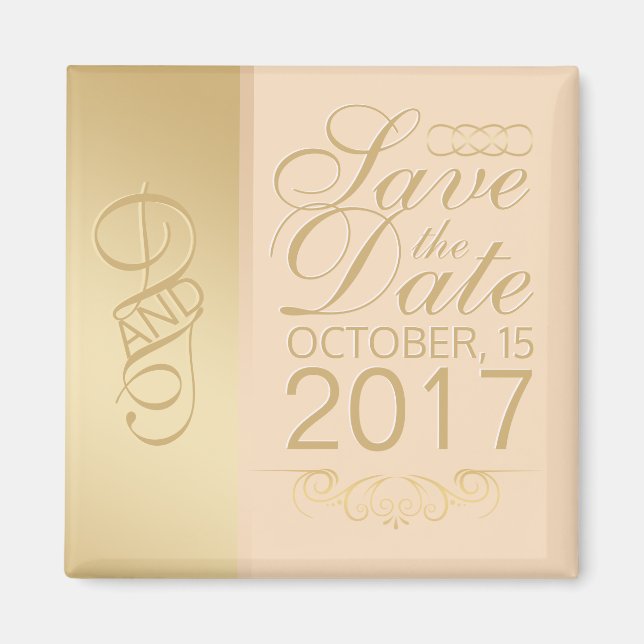 Guld Blush Spara datum Magnet (Framsidan)