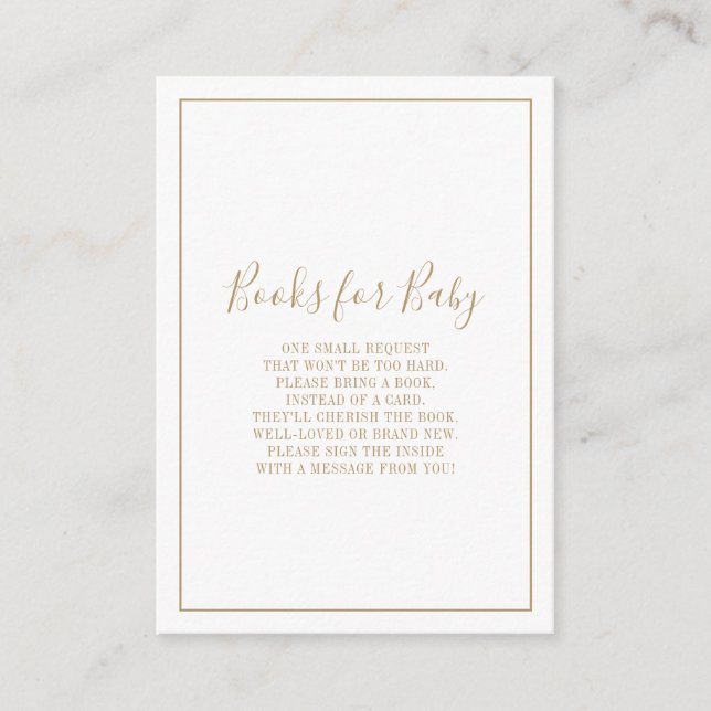 Guld Böcker för Baby Shower Infog Tilläggskort (Framsida)