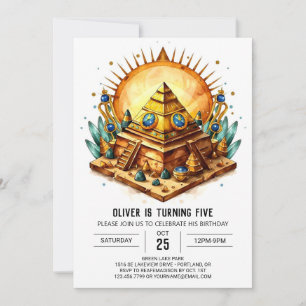 Guld Bohemian Ancient Egypten Pyramids Birthday Inbjudningar