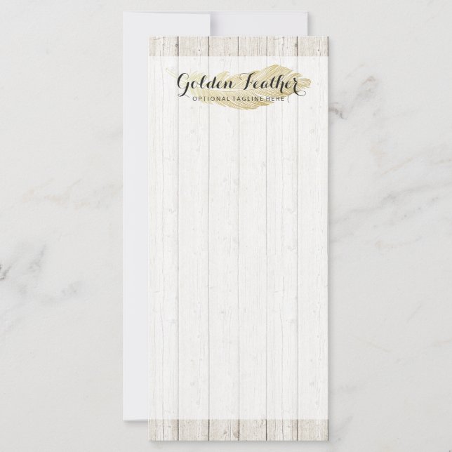 Guld Bohemian Feather på Rustic Wood Boards (Framsida)