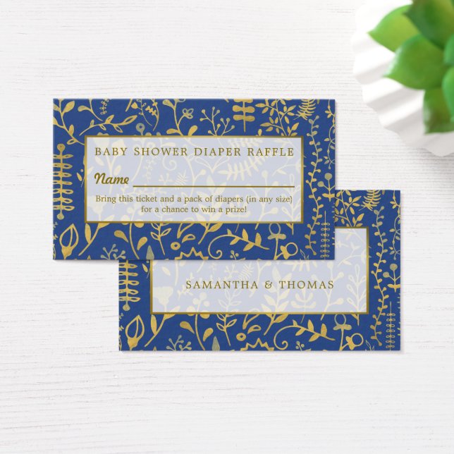 Guld Boho, Blommig blöja lotteribiljett Visitkort (Skivbord)