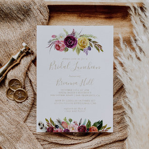 Guld Boho Blommigt Möhippa Luncheon Möhippa Inbjudningar