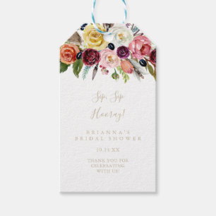 Guld Boho Blommigt Sip Sip Hooray Möhippa Presentetikett