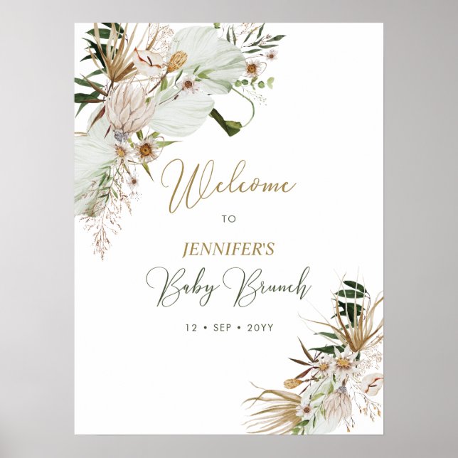 Guld Boho/Bohemisk Baby Brunch Välkommen  Poster (Framsidan)