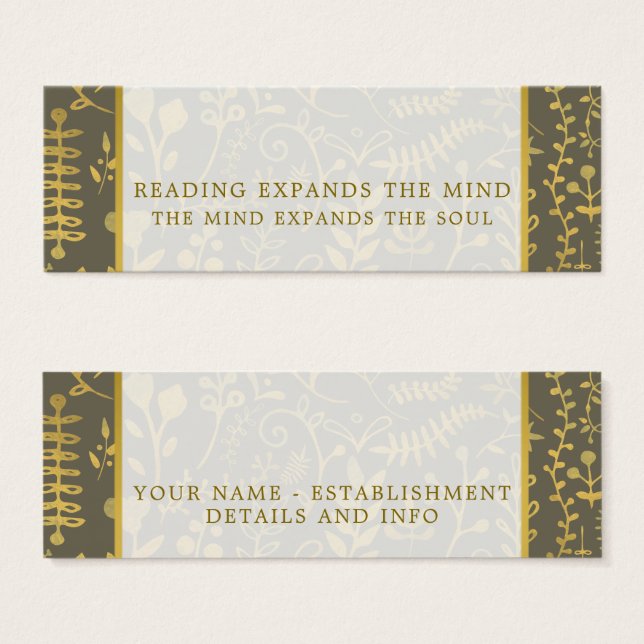 Guld Boho Bokmärken Litet Visitkort (Framsida & baksida)
