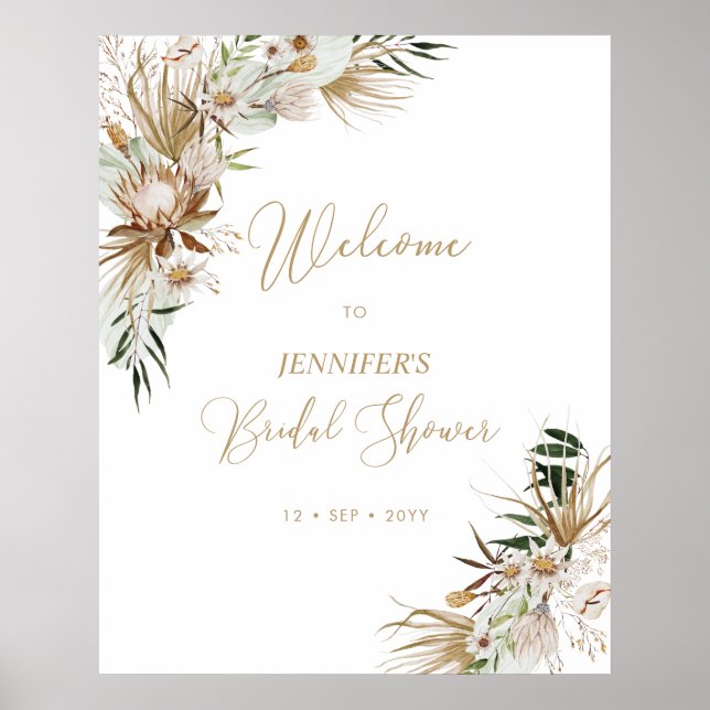 Guld Boho Bröllop Bröllopsdusch Välkommen Poster (Framsidan)