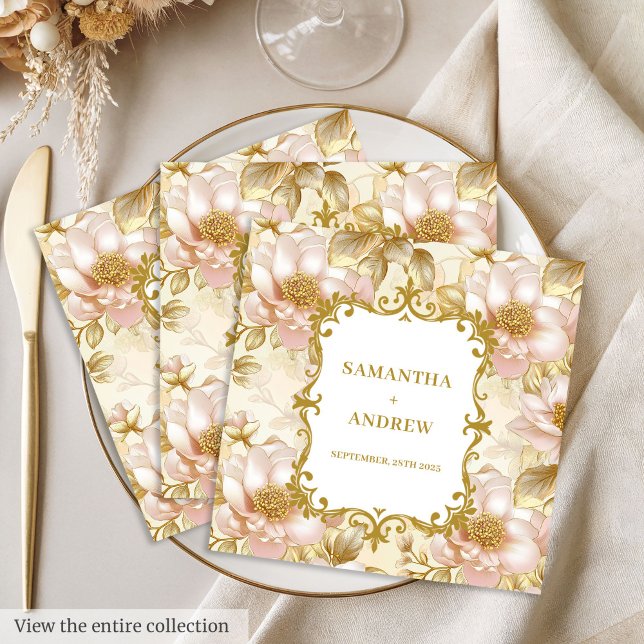  Guld Boho Bröllop Pappra blöjor Pappersservett (Blush Gold Boho Wedding Paper Napkins)