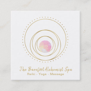 *~* Guld Boho Helig Geometry Luna Lunar Måne Rosa Fyrkantigt Visitkort