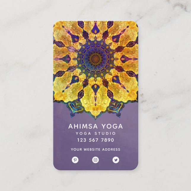 Guld Boho Mandala Visitkort (Framsida)