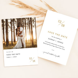 Guld Boho Modern minimalistiskt foto Spara Datumet