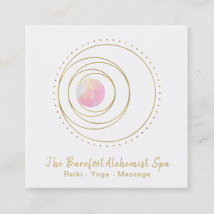 *~* Guld Boho Rosa Helig Geometry Luna Lunar Måne Fyrkantigt Visitkort