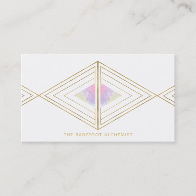 *~* Guld Boho Triangles Helig Geometry Alchemy Visitkort (Framsida)