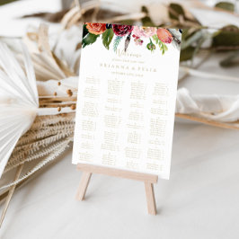 Guld Boho Tropical Alphabetical Seating Chart Poster