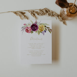 Guld Boho Tropical Blommigt Bröllop Directions Tilläggskort