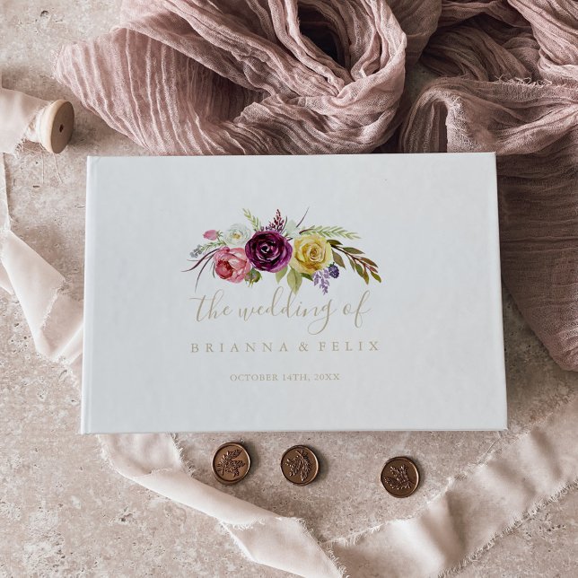 Guld Boho Tropical Blommigt Bröllop Gästböcker (Skapare uppladdad)