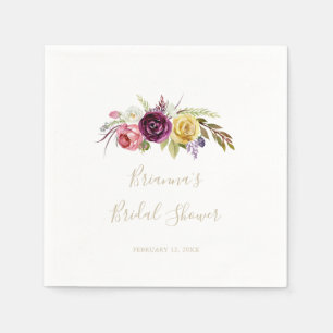 Guld Boho Tropical Blommigt Möhippa Napkins Pappersservett