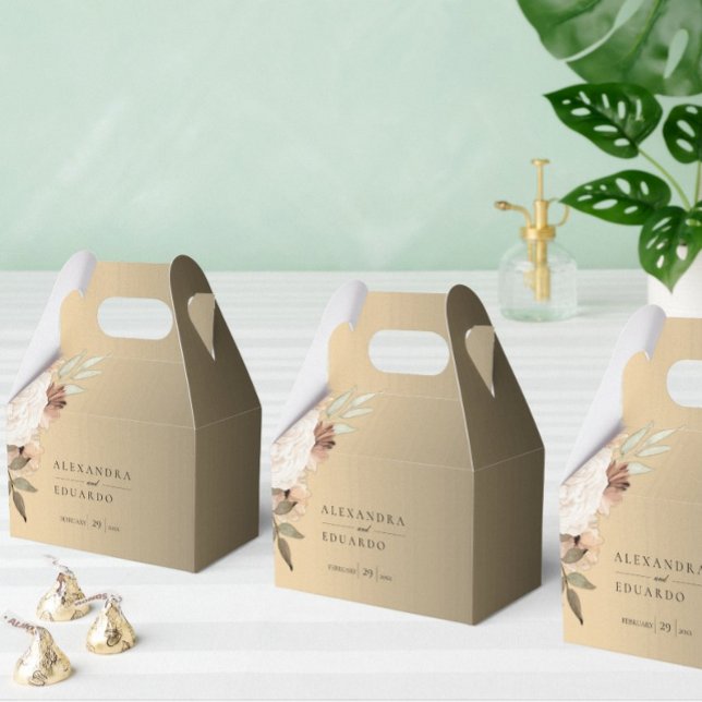 Guld Boho Wildblommblommor Elegant bröllop Presentaskar (Skapare uppladdad)