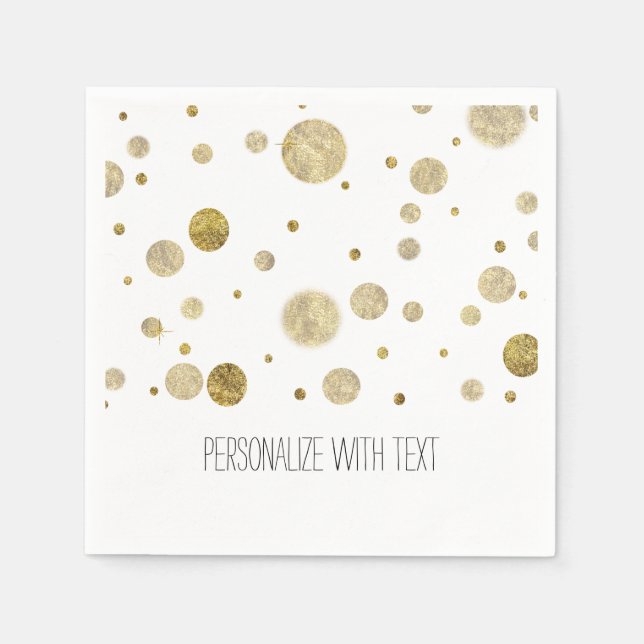Guld Bokeh Confetti Dots Pappersservett (Framsidan)