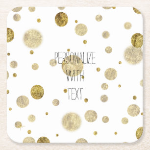 Guld Bokeh Confetti Dots Underlägg Papper Kvadrat