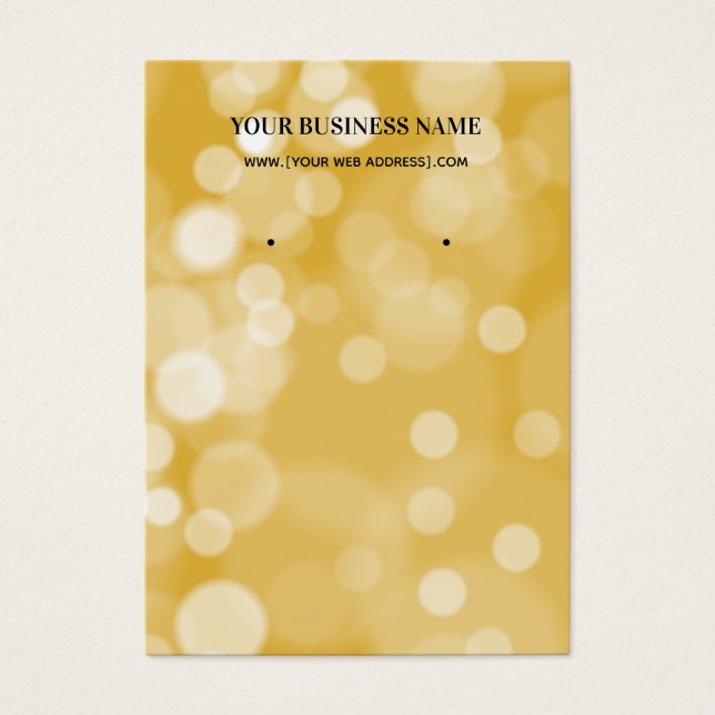 Guld Bokeh Earring Visning Card Visitkort (Framsidan)