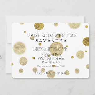 Guld Bokeh Konfetti Prickar baby shower Inbjudningar