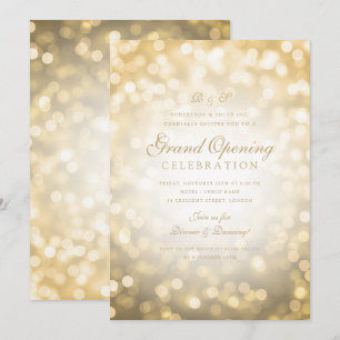 Guld Bokeh Ljus Corporate Grand Open Inbjudningar