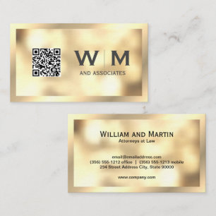 Guld Bokeh Monogram QR CODE-Affärskort Visitkort