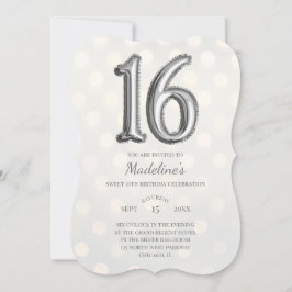 Guld Bokeh och Silver Foil Sweet 16:e födelsedagen Inbjudningar