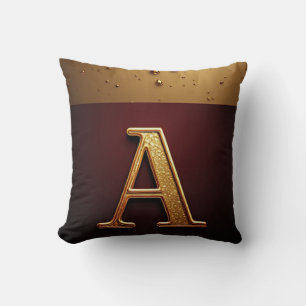 Guld Bokstav A Monogram Med Droppande Metall Kudde